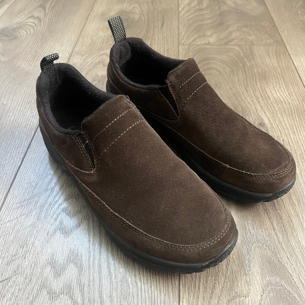 LL Bean Womens Suede Fleece Lined Slip On Shoes Brown VJ25 04 Size 8 Medium